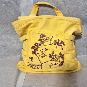Authentic Vans Off The Wall Yellow Canvas Purse - Artistic Bird & Flowers Print
